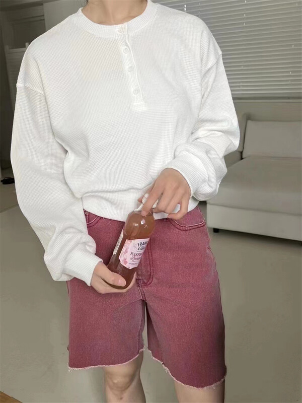 New in early summer! [td] Korean original high waist five point denim shorts yes-32# XJ