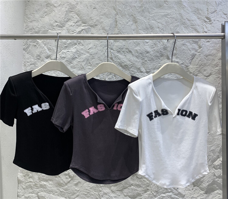 New in early summer! [jeans] lettered print fashion casual short sleeve T-shirt e067# LSW