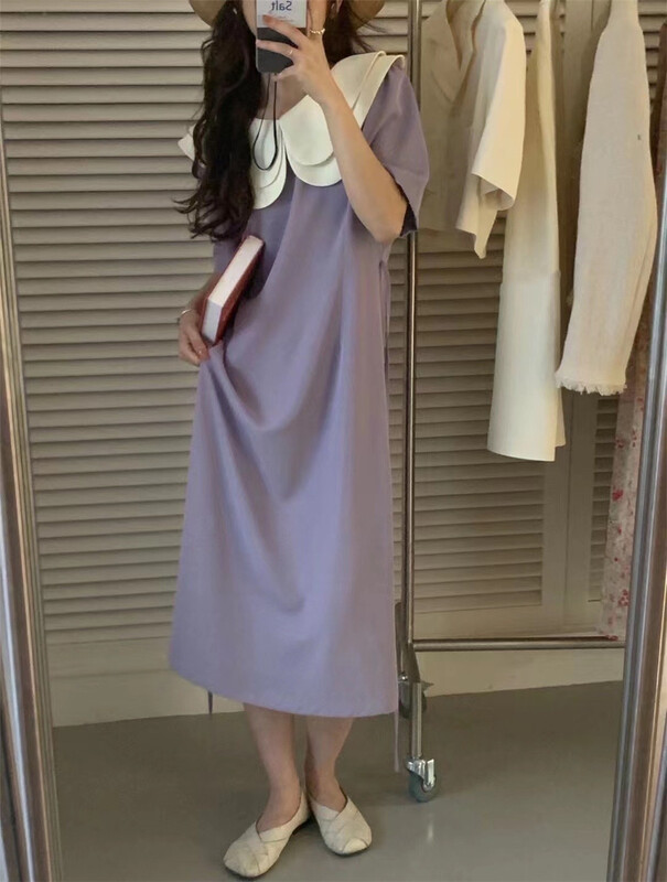 goods in stock! New in early summer! [tab CP] Korean style double layer doll neck dress 8008# CLS