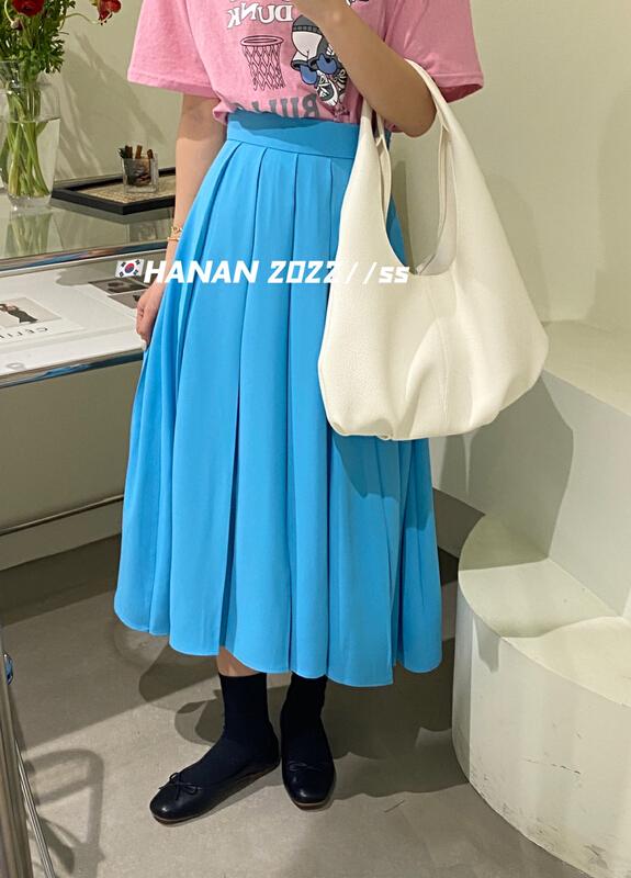 早春上新!【HANAN】簡約純色中長款半身裙  6876#  LSL