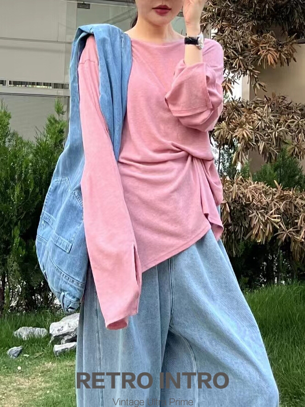 [Rin] simple and comfortable long sleeve T-shirt dy21203# cqw