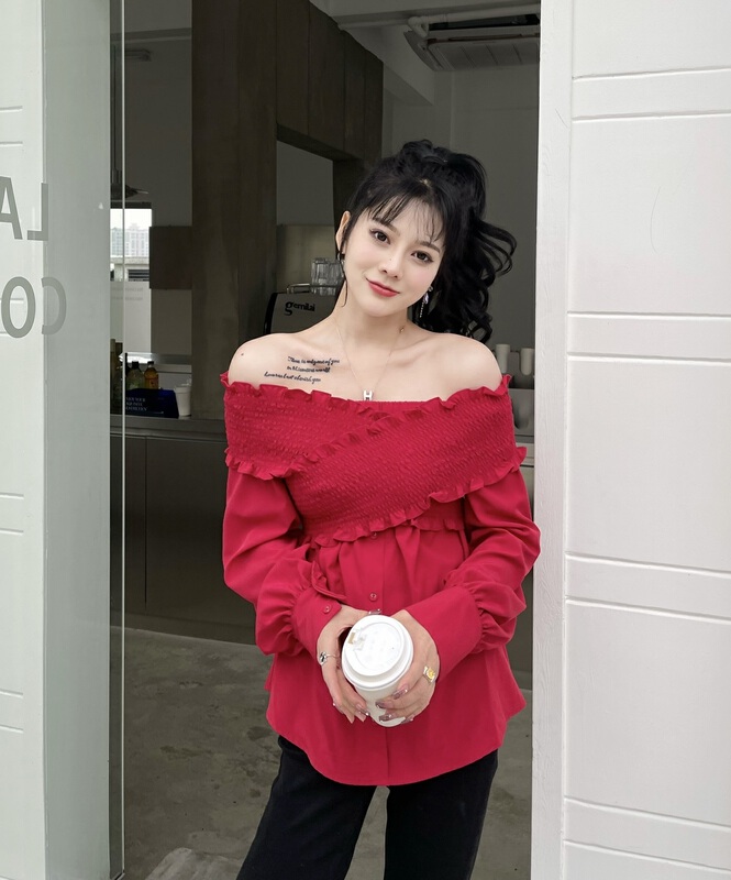New year in early spring! [mi2] temperament off shoulder fashion blouse e9143# JJ