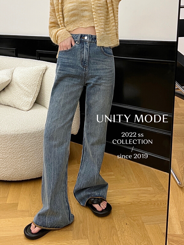 New year in early spring! [unit] Vintage harbor Style High Waist Wide Leg Jeans 6353# cqw