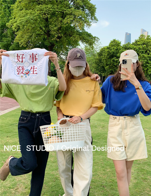 [nice studio] letter print loose short sleeve T-shirt 9967# zxl