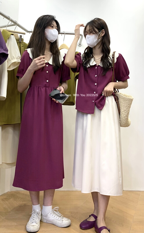 New in early summer! [thirteen 13] Korean contrast Lapel shirt 5136# XYY