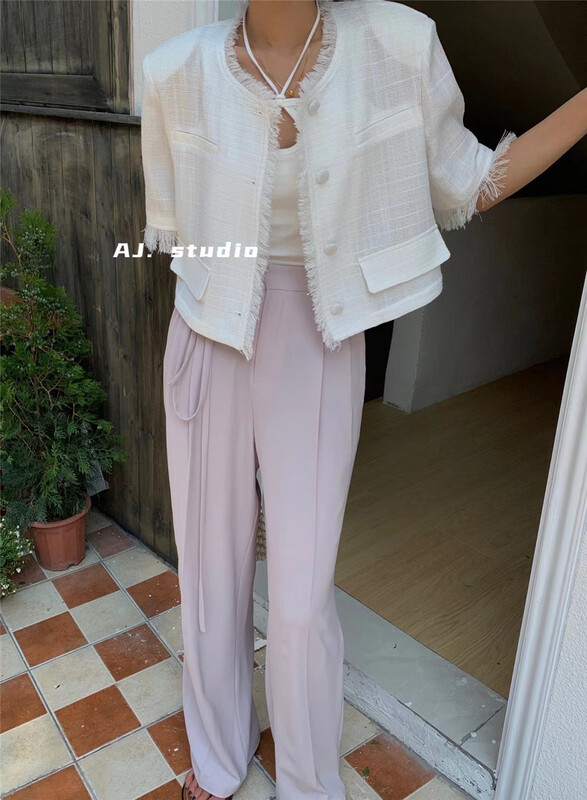 goods in stock! [AJ. Studio] single breasted round neck comfortable short coat (only for coat) ys1-9220# ll
