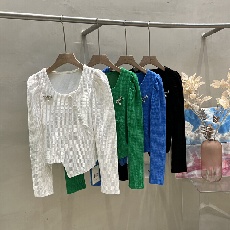 goods in stock! New year in early spring! [o.shazidian] irregular and versatile fashion shirt (with Brooch) 1331# CSX