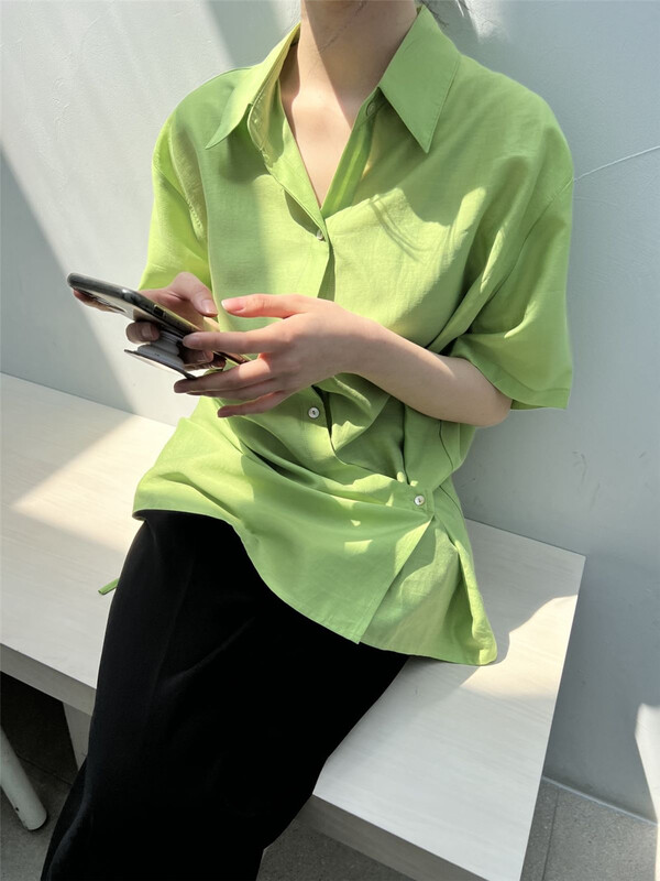 [clean space] Korean style versatile side button shirt 31037# CLS