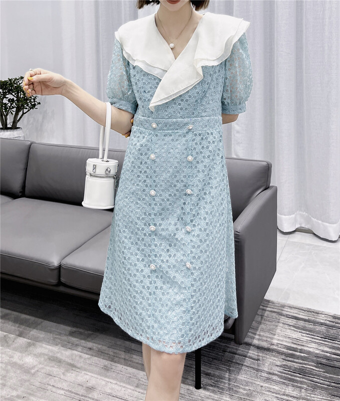 [UUS] lady temperament small fragrance stitched dress 222366# hyy