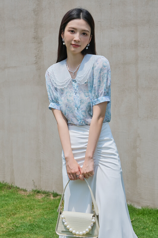 [style] Chiffon single breasted fashion shirt 80052# JJ