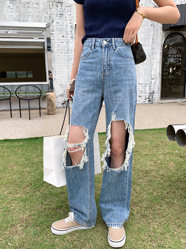 [YMT] ripped loose wide leg jeans 11067# CLS