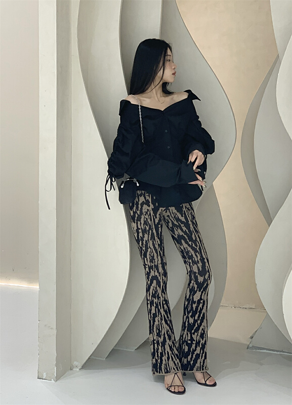 goods in stock! New year in early spring! [yhpi] niche design leopard casual pants 3293# JJ