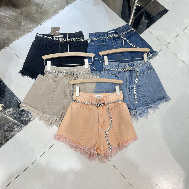 [Muxi] Korean solid color woolen denim shorts 8832# LSL
