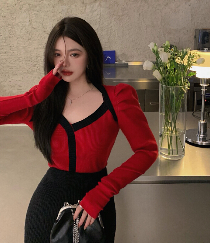 [LML] color blocking fashion Korean small shirt 8719# ozq