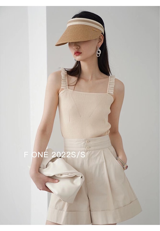 New year in early spring! [f one] versatile solid color knitted elastic suspender vest 56183# WPL