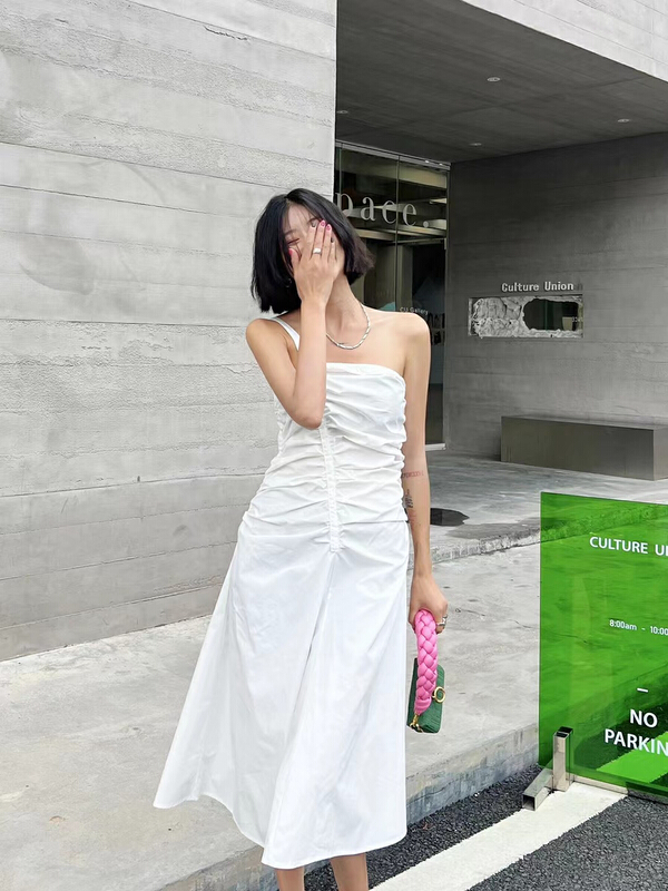 goods in stock! New in early summer! [Dore] pleated off shoulder lady dress 1197# ozq