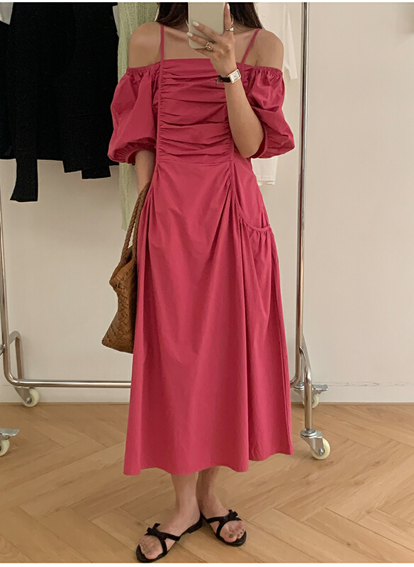 [the mind] one shoulder square neck two solid color dresses 60309# XYJ