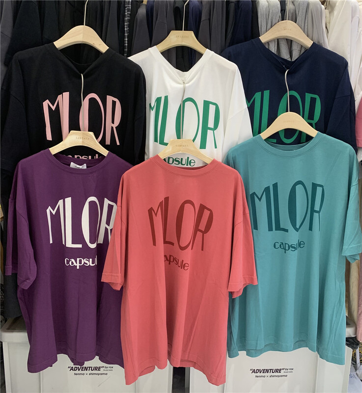 [sanbara] round neck lettered fashion short sleeve T-shirt 9391# LSW