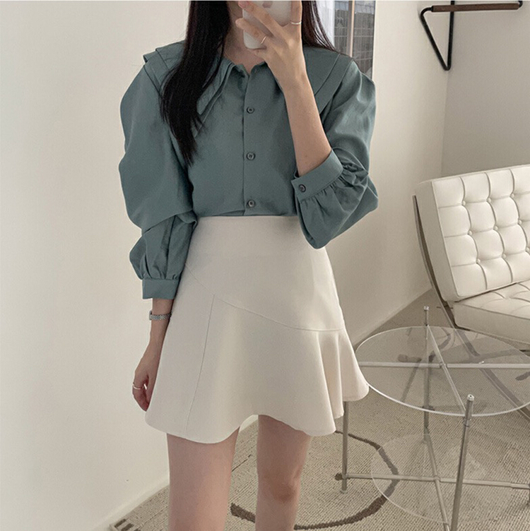 New year in early spring! [timely rain] Han Feng ins sweet temperament double Lapel loose and versatile shirt 05201# jhy