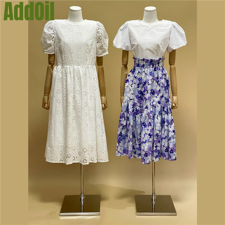 goods in stock! [addoil] bubble sleeve lady hollow out careful machine dress 5506-1# zxl