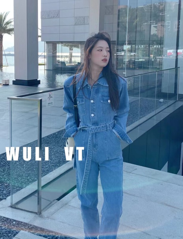 New year in early spring! [VT] Korean fashion denim Jumpsuit (with waist rope) 8676# ozq