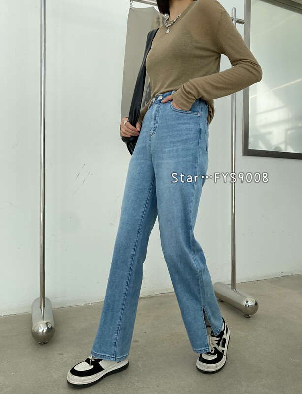 [star] slim and wide leg jeans with vertical feeling fys9008# CLS
