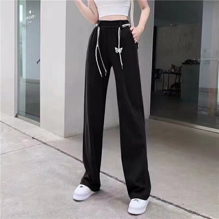 [love in clothes] high waist elastic waist loose casual pants (with waist rope) 626# Cl