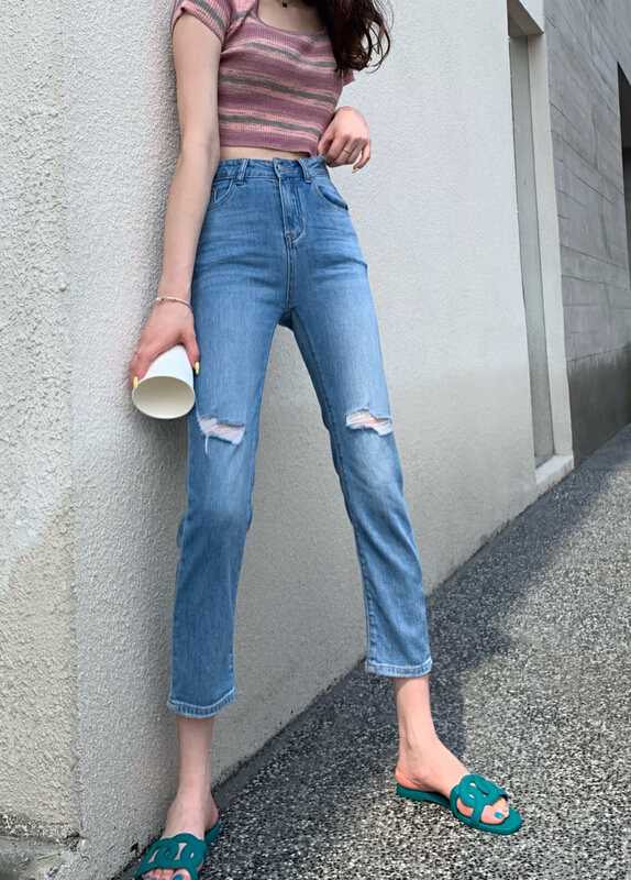 [1980] Korean style Slim Fit Jeans 65133# zyh