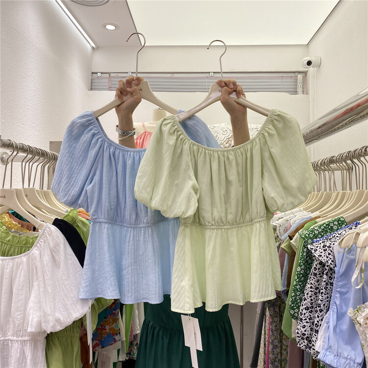 [8 look] Korean round neck waist closing blouse 2239# hjy