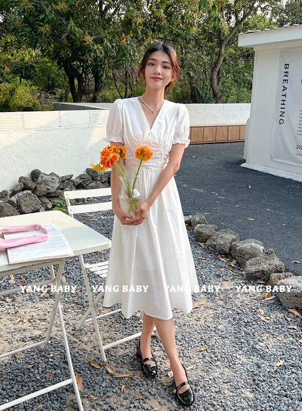Original price 88.99! New in early summer! [Yang baby] V-neck waistband versatile dress 3040# WTT