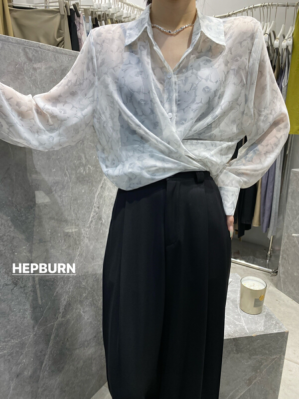 [Hepburn] premium textured Tencel button up shirt 3528# L