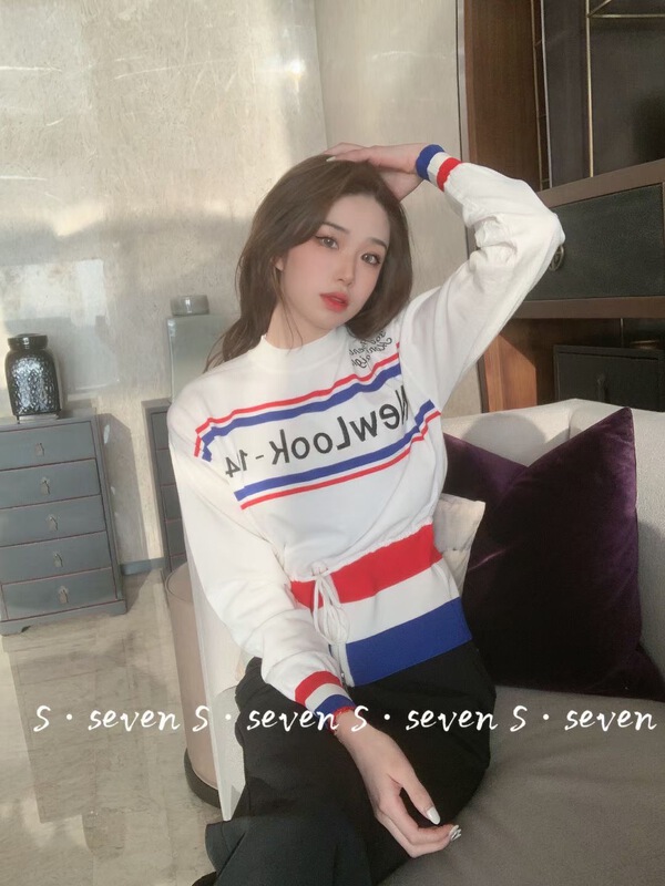 goods in stock! [s'seven] Korean alphabet versatile long sleeve T-shirt 3613# XYJ