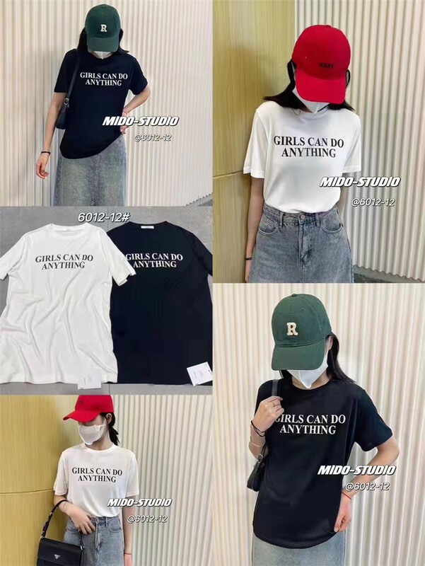 New year in early spring! [Mido] round neck lettered Casual Short Sleeve T-shirt 6012-12# LSL