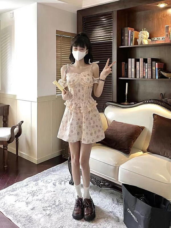 New in early summer! [are studio] design sense suspender one shoulder floral dress 81037# WPL