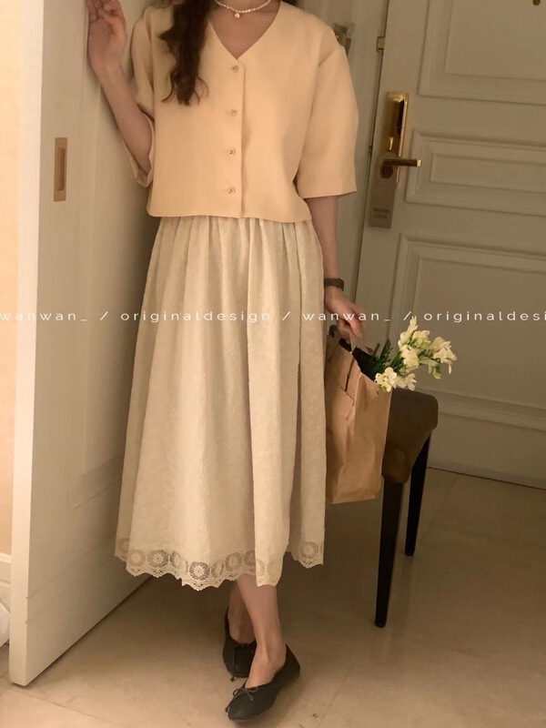 goods in stock! New in early summer! [wanwan] high waist slim embroidered lace skirt 1618# HBx