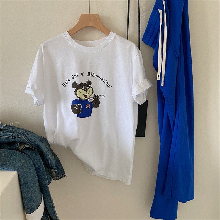 Original price 39.48! New in early summer! [Naikan Nik] Korean versatile cartoon short sleeve T-shirt 8336-5# lwy