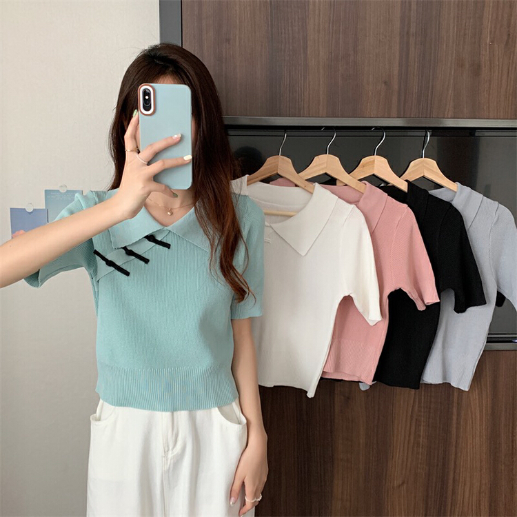 New in early summer! [F.P.] Vintage Chinese style design, slim and slim knit shirt 55047# HBx