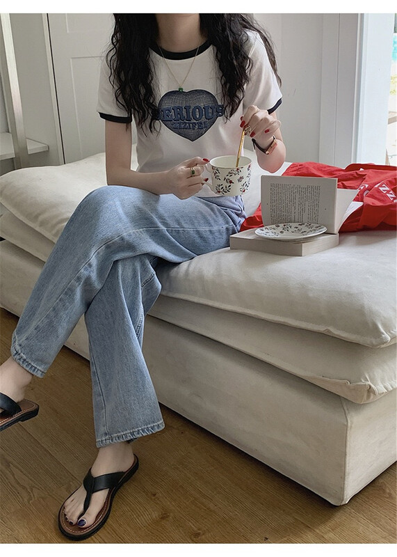 [Mido] love and comfort color blocking short sleeve T-shirt 6089# LSL