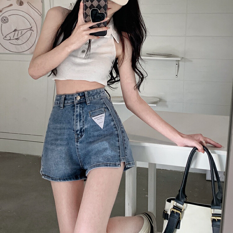 [ten. Ten] Korean version ins high waist, wide legs and thin denim shorts m21# WPL