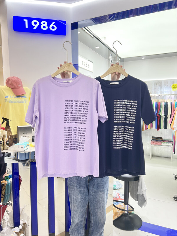 [1986] crew neck lettered Casual Short Sleeve T-shirt c873# LSL
