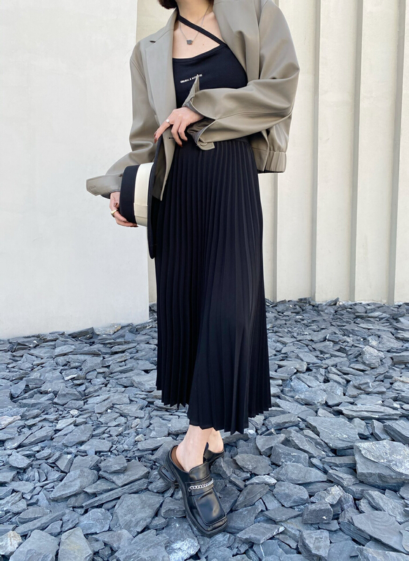 goods in stock! New year in early spring! [Za] letter advanced sense color blocking thin skirt 10385# LSL