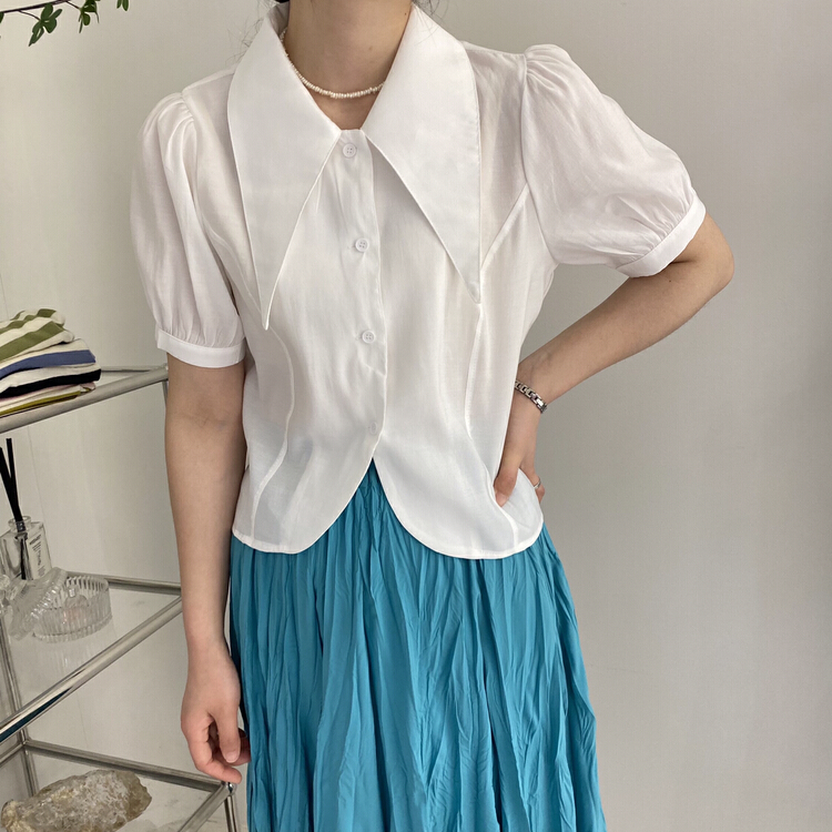 New in early summer! [zishujia] Korean version casual large pointed collar shirt 6661# HBx
