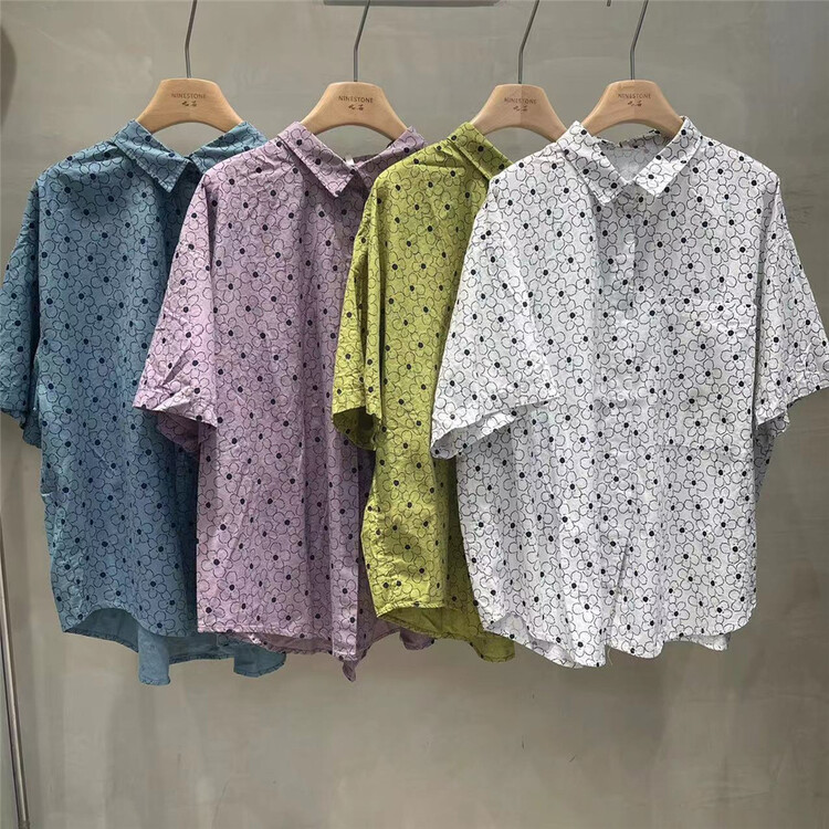 [fabric] Japanese Floral comfortable shirt 592102# L