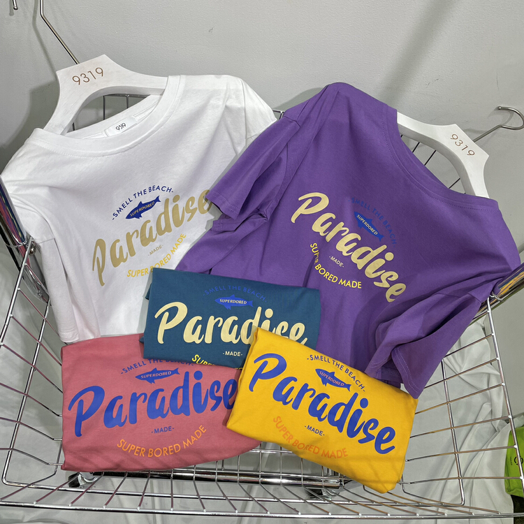 [9319] short letter printed short sleeve T-shirt 101\l