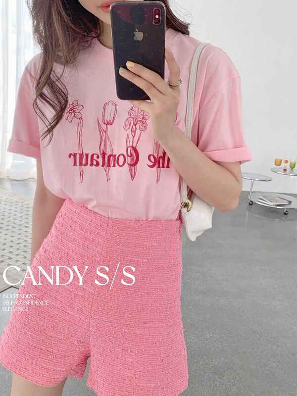[candy] letter design Vintage short sleeve T-shirt 3198# zjy