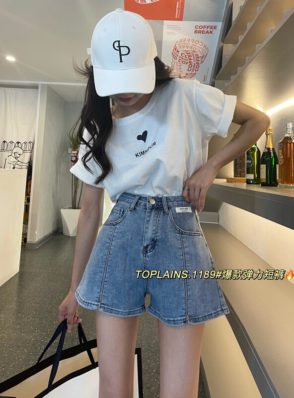New in early summer! [Mi & Co Wu] Korean version a elastic denim shorts t1189# hjy