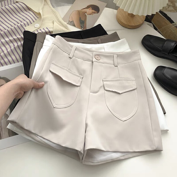 New year in early spring! [Gangan] double pocket high waist solid a Korean retro casual shorts 305# ll