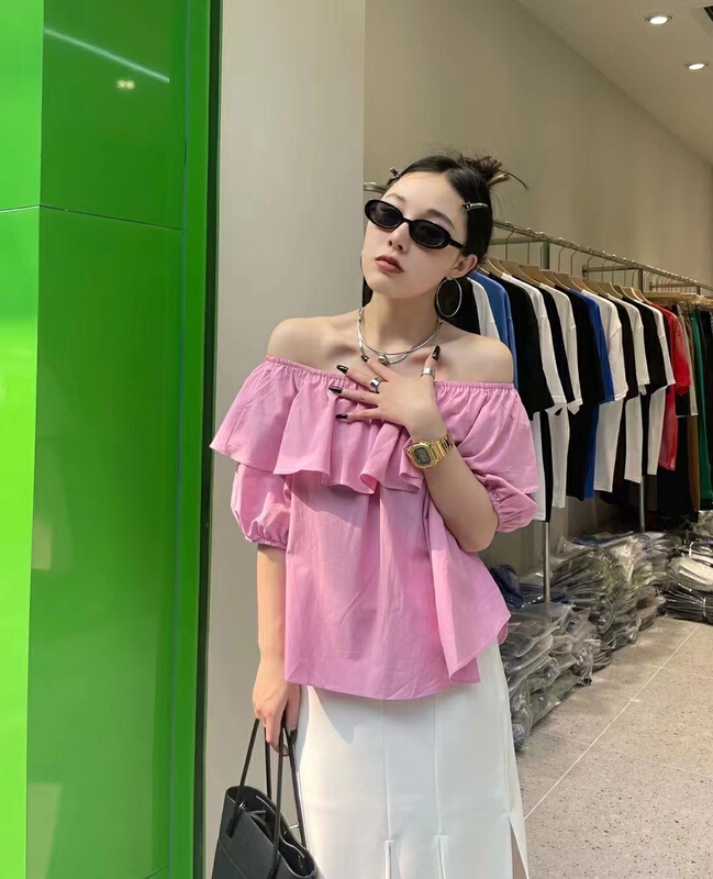 New in early summer! [ruru-clutching 2 store] Korean one shoulder fashion shirt 390# lwy