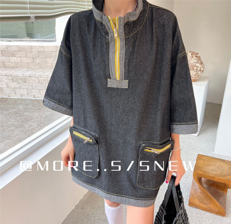 [more] Korean stand collar loose seven sleeve sweater 8895# ozq