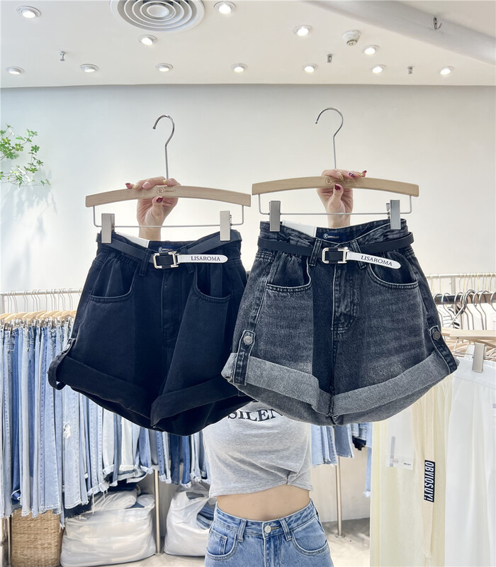 goods in stock! New in early summer! [iris iriisy] Korean fashion loose aging denim shorts (with belt) 6503# LSL